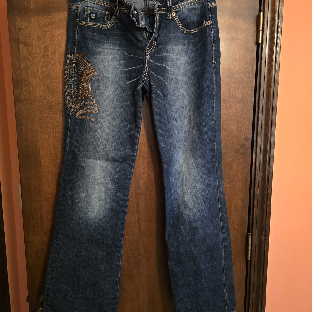 Women’s Cowgirl Up Dark Wash Embroidered Bootcut Jeans - Blue